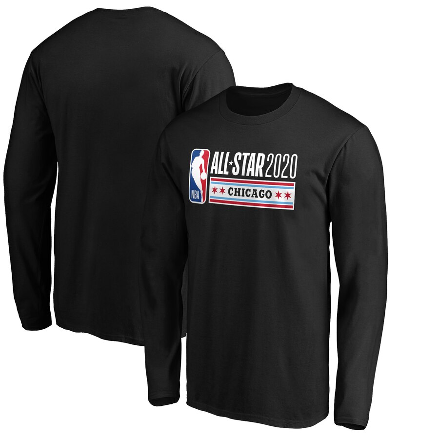 Men Fanatics Branded 2020 NBA AllStar Game Official Logo Long Sleeve TShirt  Black->nba t-shirts->Sports Accessory